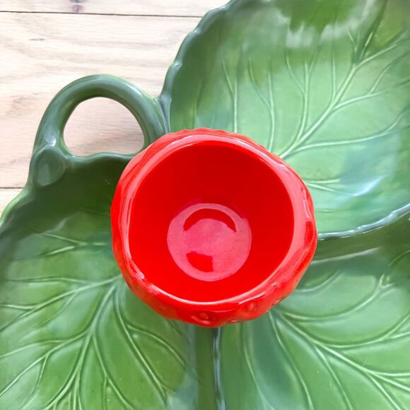 Vintage Metlox Poppytrail California Strawberry Divided Serving Bowl Pottery - Picture 5 of 12